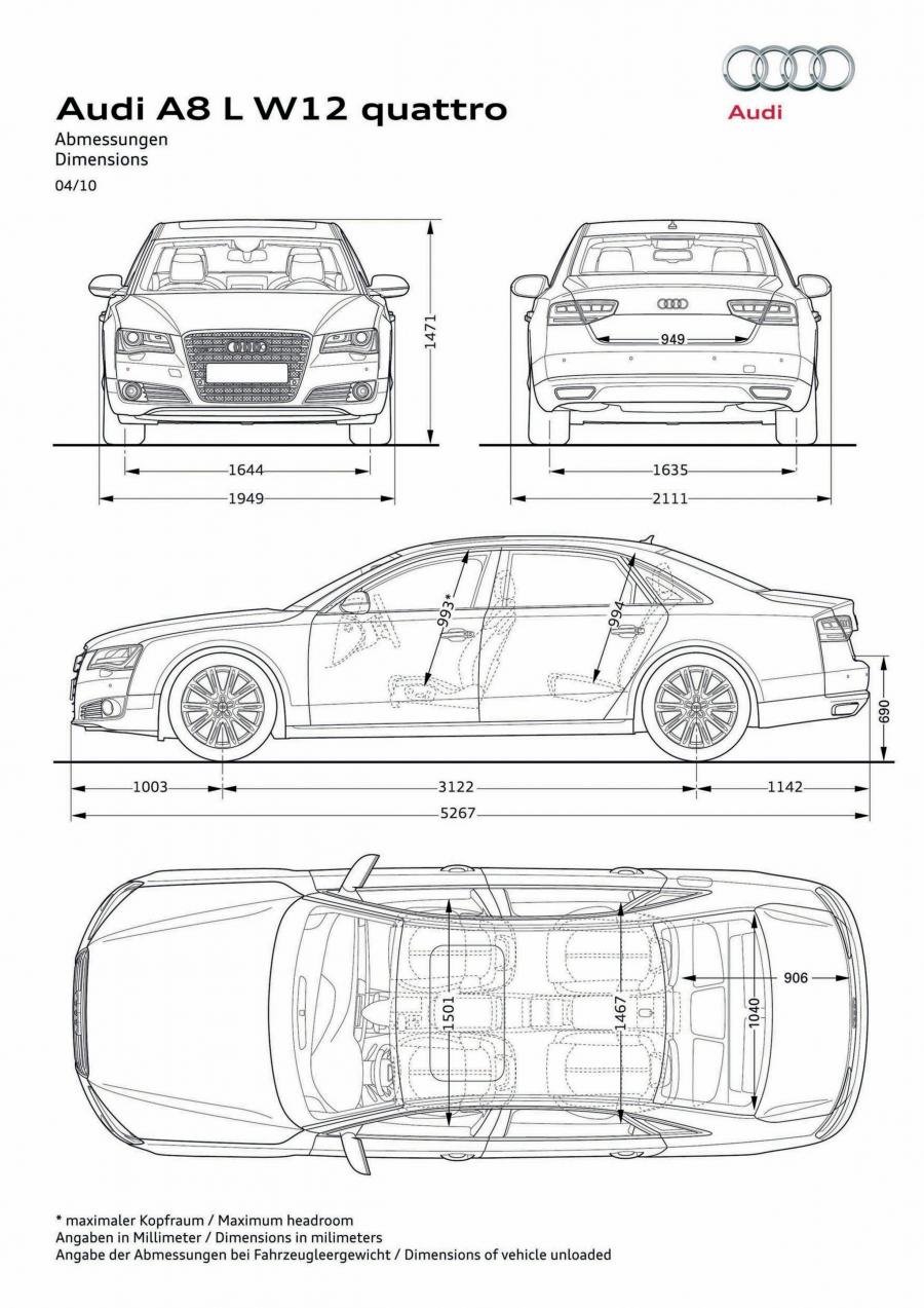 Схема Audi A8L W12 Quattro (D4) 2010 года  (WW) (фото 19 из 35)